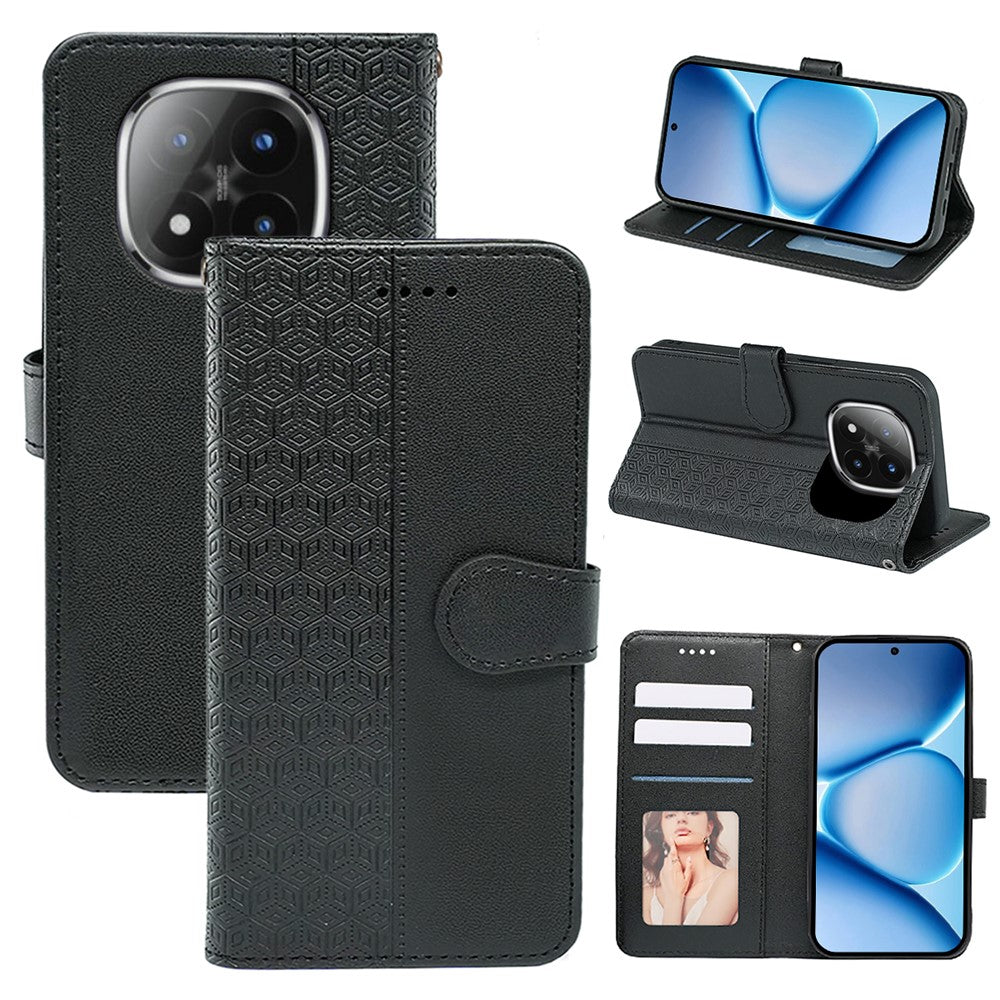 For Xiaomi Poco M8 Pro 5G / Redmi Note 15 Pro+ 5G (Global) Wallet Phone Case Pattern Imprint Leather Flip Cover - Black