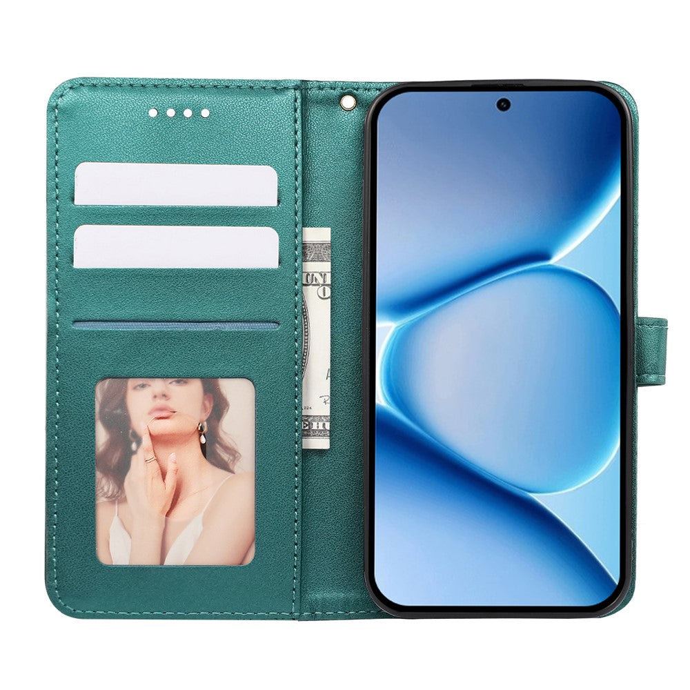 For Xiaomi Poco M8 Pro 5G / Redmi Note 15 Pro+ 5G (Global) Wallet Phone Case Pattern Imprint Leather Flip Cover - Green