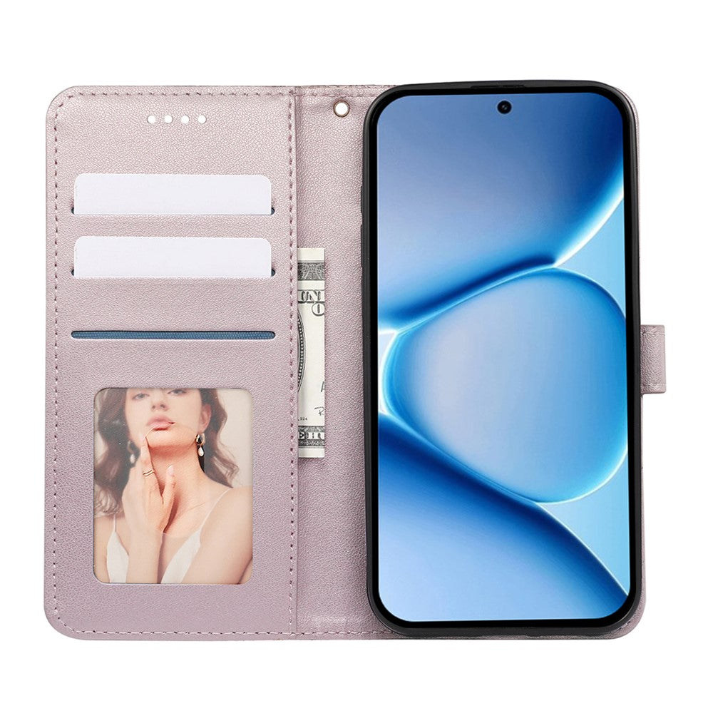 For Xiaomi Poco M8 Pro 5G / Redmi Note 15 Pro+ 5G (Global) Wallet Phone Case Pattern Imprint Leather Flip Cover - Rose Gold