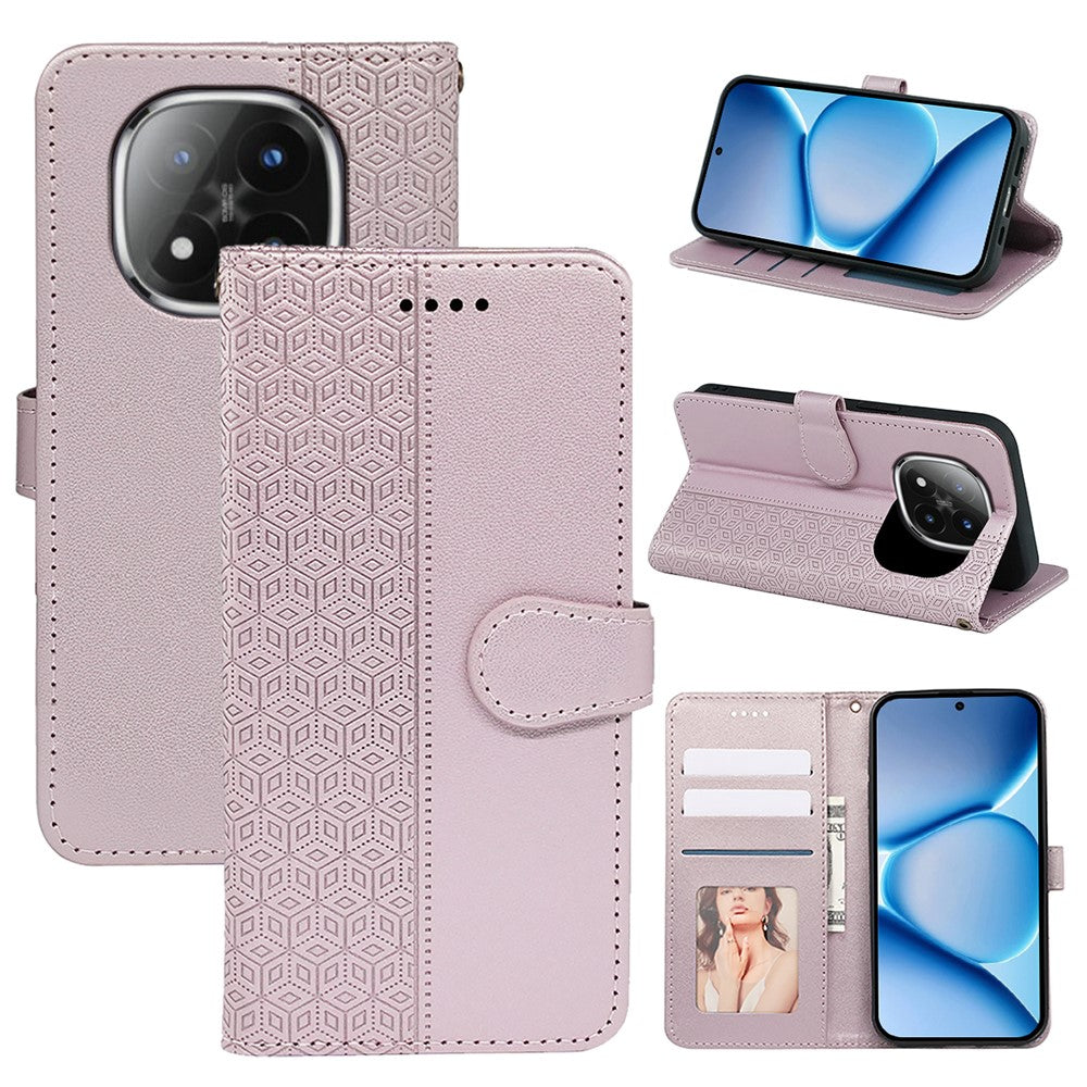 For Xiaomi Poco M8 Pro 5G / Redmi Note 15 Pro+ 5G (Global) Wallet Phone Case Pattern Imprint Leather Flip Cover - Rose Gold