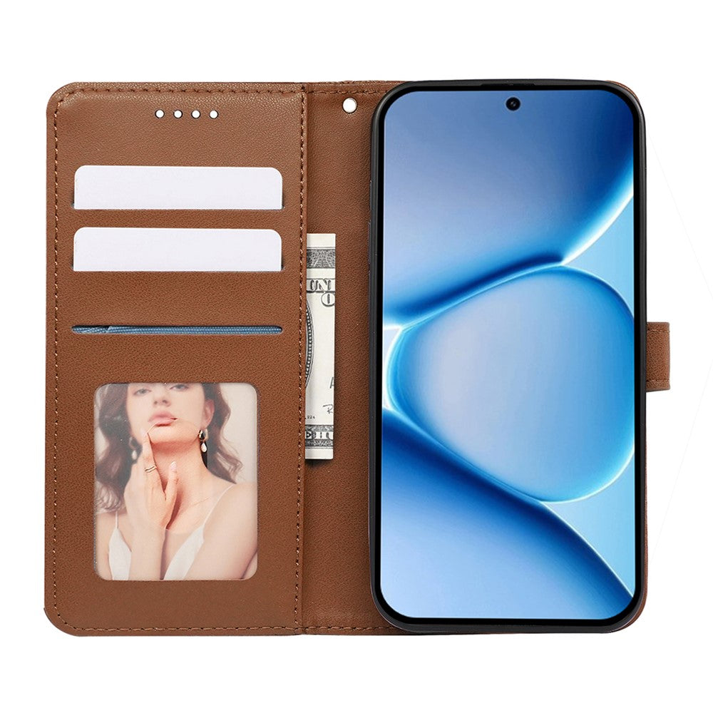 For Xiaomi Poco M8 Pro 5G / Redmi Note 15 Pro+ 5G (Global) Wallet Phone Case Pattern Imprint Leather Flip Cover - Brown