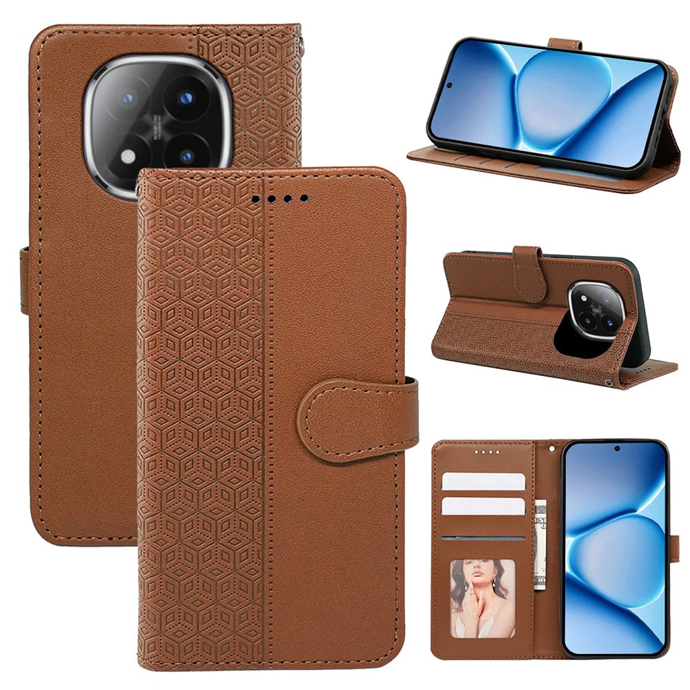 For Xiaomi Poco M8 Pro 5G / Redmi Note 15 Pro+ 5G (Global) Wallet Phone Case Pattern Imprint Leather Flip Cover - Brown