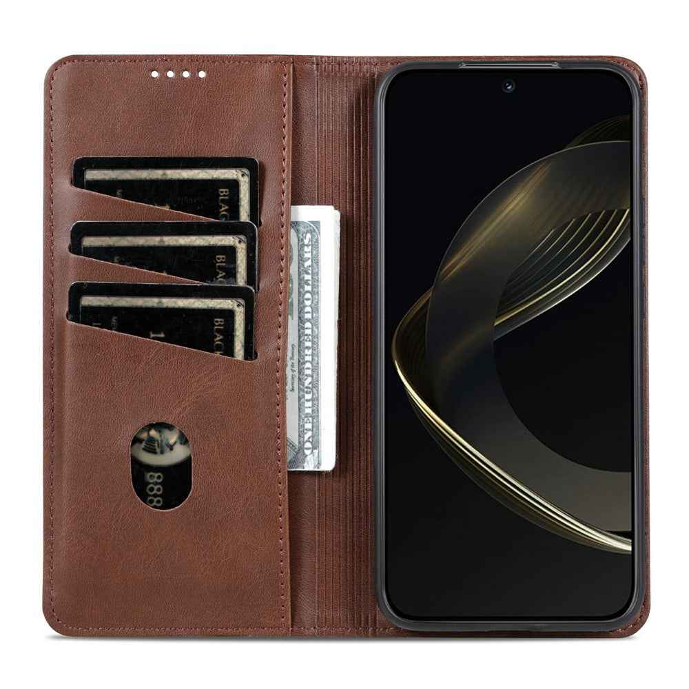 AZNS For vivo X300 5G Case Cowhide Texture PU Leather Wallet Phone Cover - Coffee