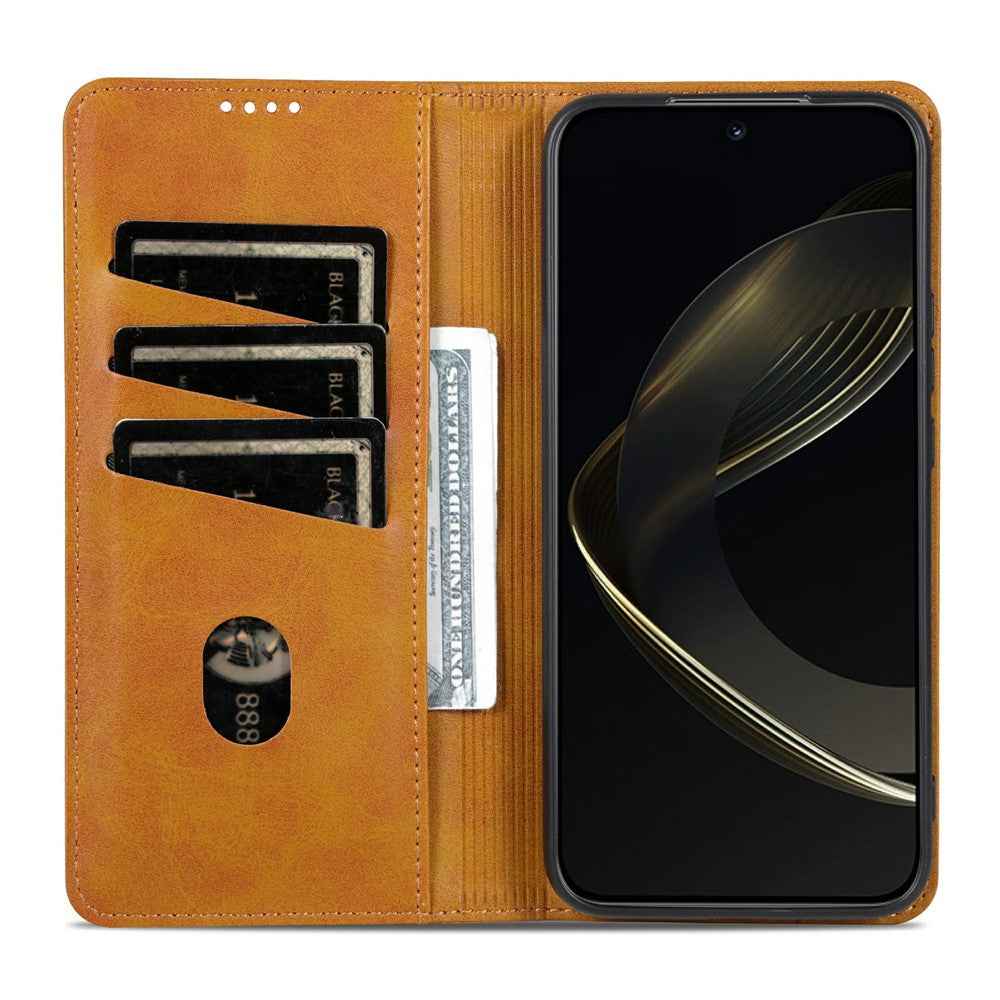 AZNS For vivo X300 5G Case Cowhide Texture PU Leather Wallet Phone Cover - Brown