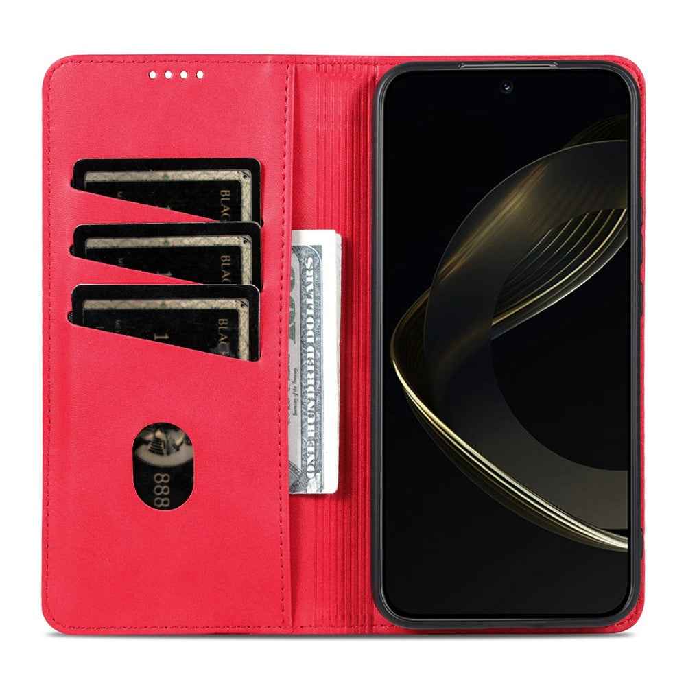 AZNS For vivo X300 5G Case Cowhide Texture PU Leather Wallet Phone Cover - Red