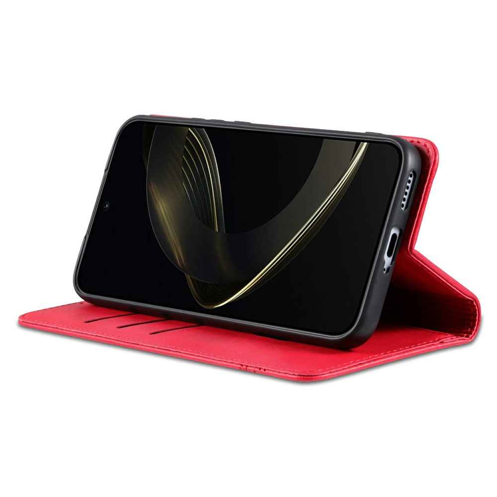 AZNS For vivo X300 5G Case Cowhide Texture PU Leather Wallet Phone Cover - Red