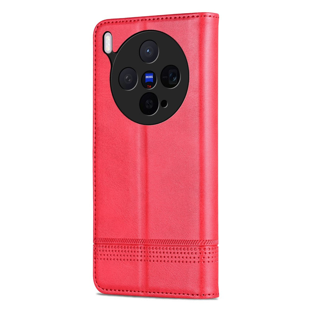 AZNS For vivo X300 5G Case Cowhide Texture PU Leather Wallet Phone Cover - Red