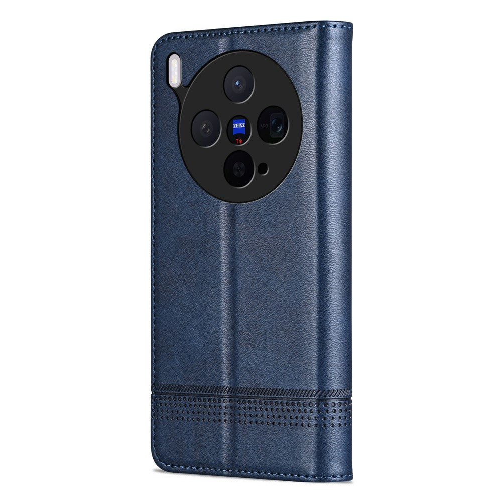 AZNS For vivo X300 5G Case Cowhide Texture PU Leather Wallet Phone Cover - Blue