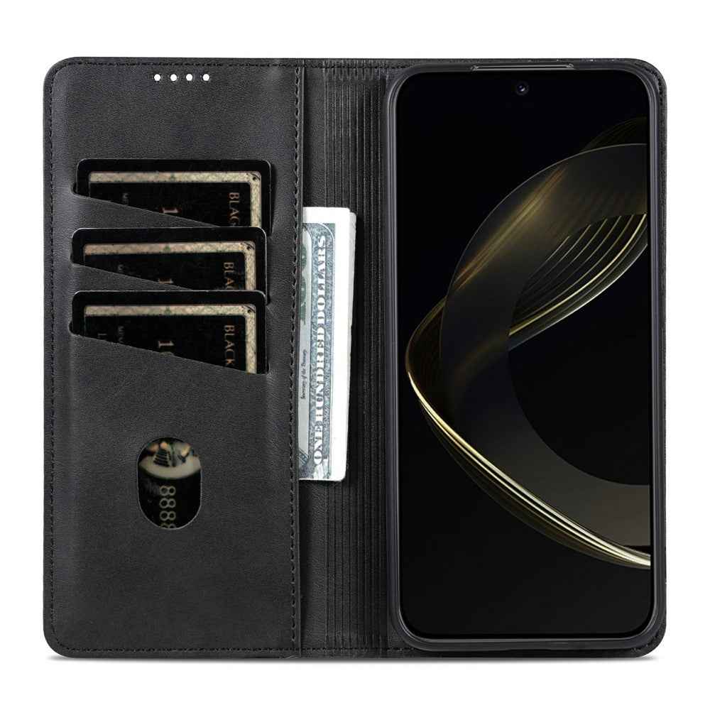 AZNS For vivo X300 5G Case Cowhide Texture PU Leather Wallet Phone Cover - Black