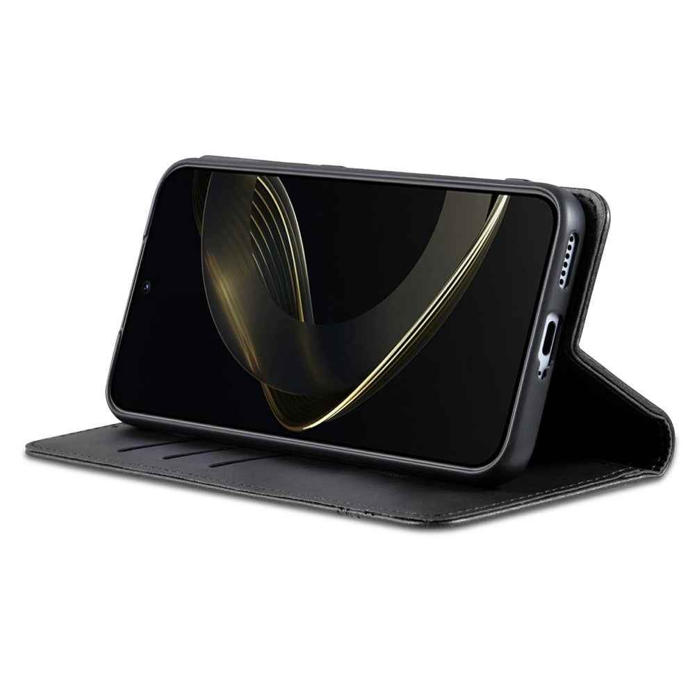 AZNS For vivo X300 Pro 5G Case Cowhide Texture PU Leather Wallet Phone Cover - Black