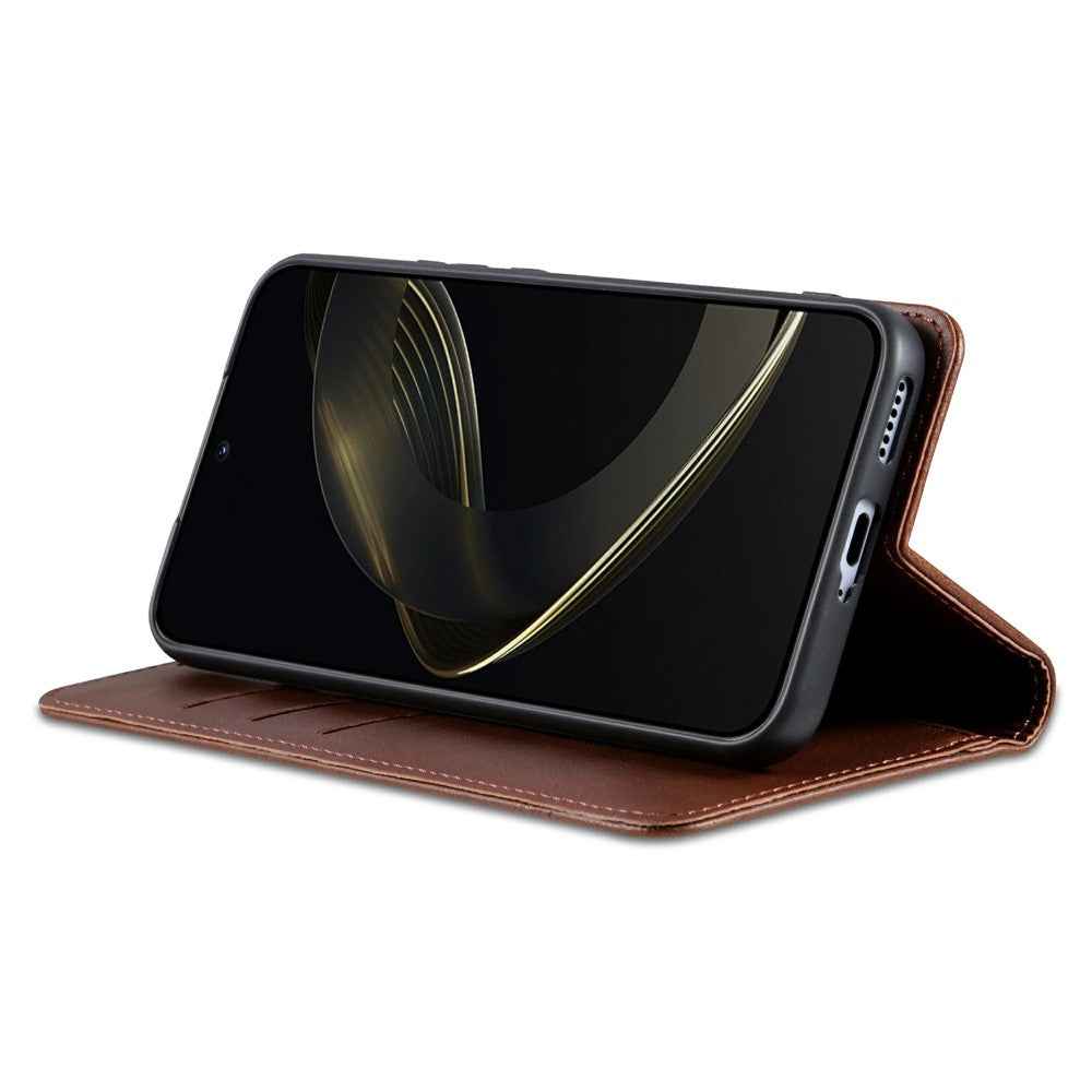 AZNS For vivo X300 Pro 5G Case Cowhide Texture PU Leather Wallet Phone Cover - Coffee