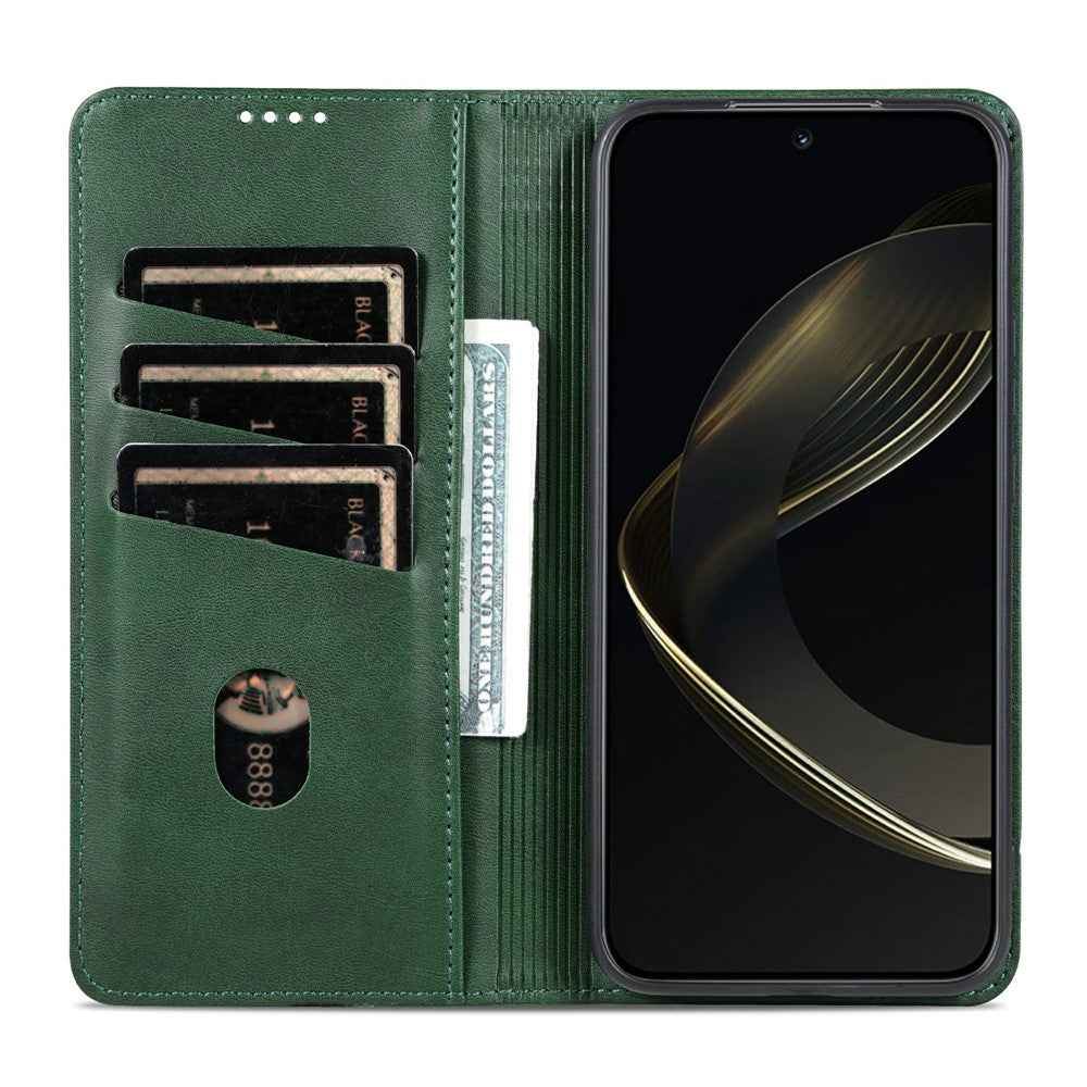 AZNS For vivo X300 Pro 5G Case Cowhide Texture PU Leather Wallet Phone Cover - Green