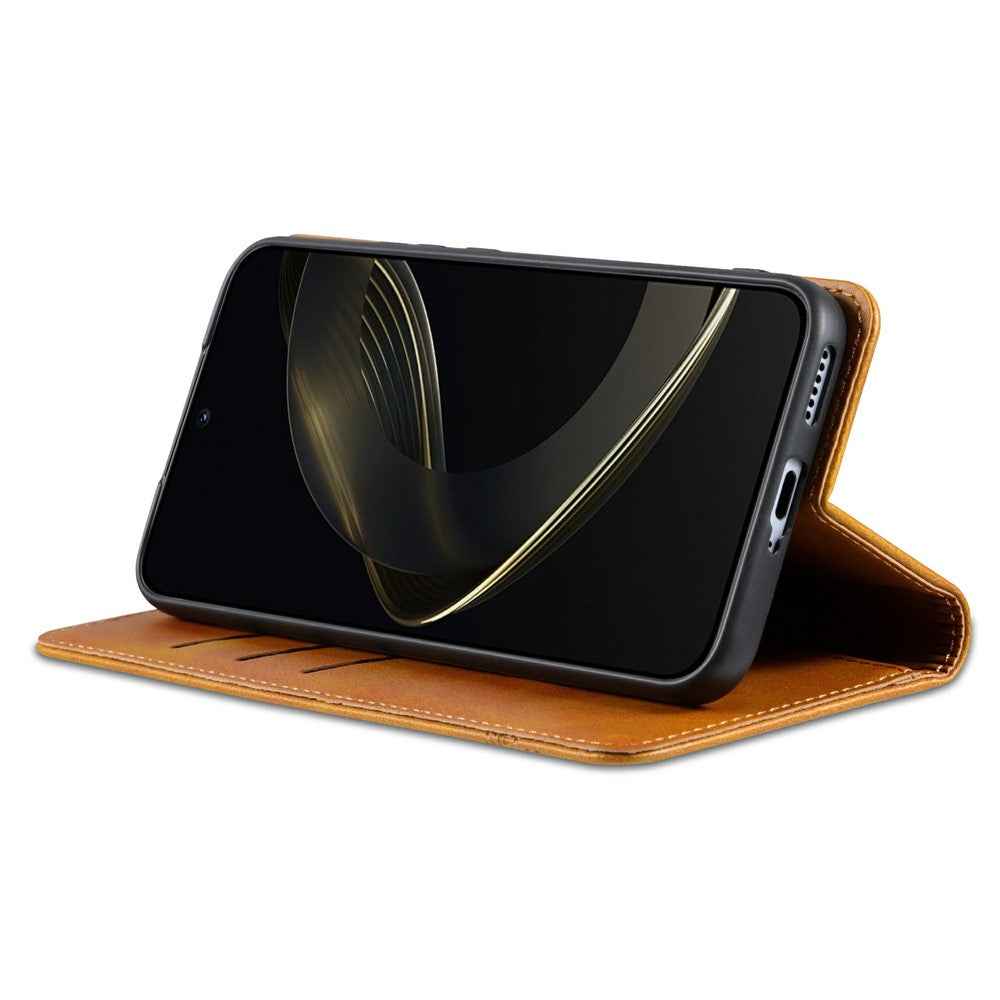 AZNS For vivo X300 Pro 5G Case Cowhide Texture PU Leather Wallet Phone Cover - Brown