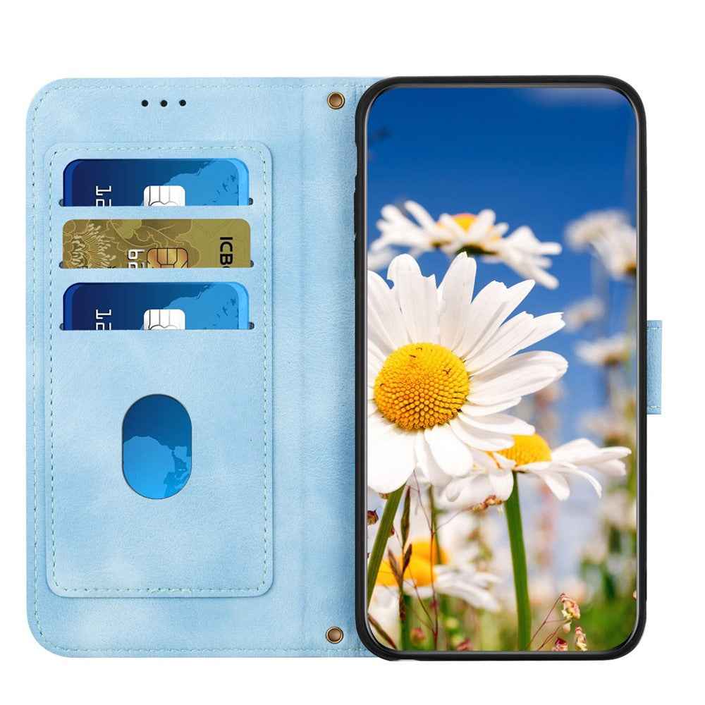 For Xiaomi 17 Pro Case PU Leather Floral Phone Cover with Card Slots - Baby Blue