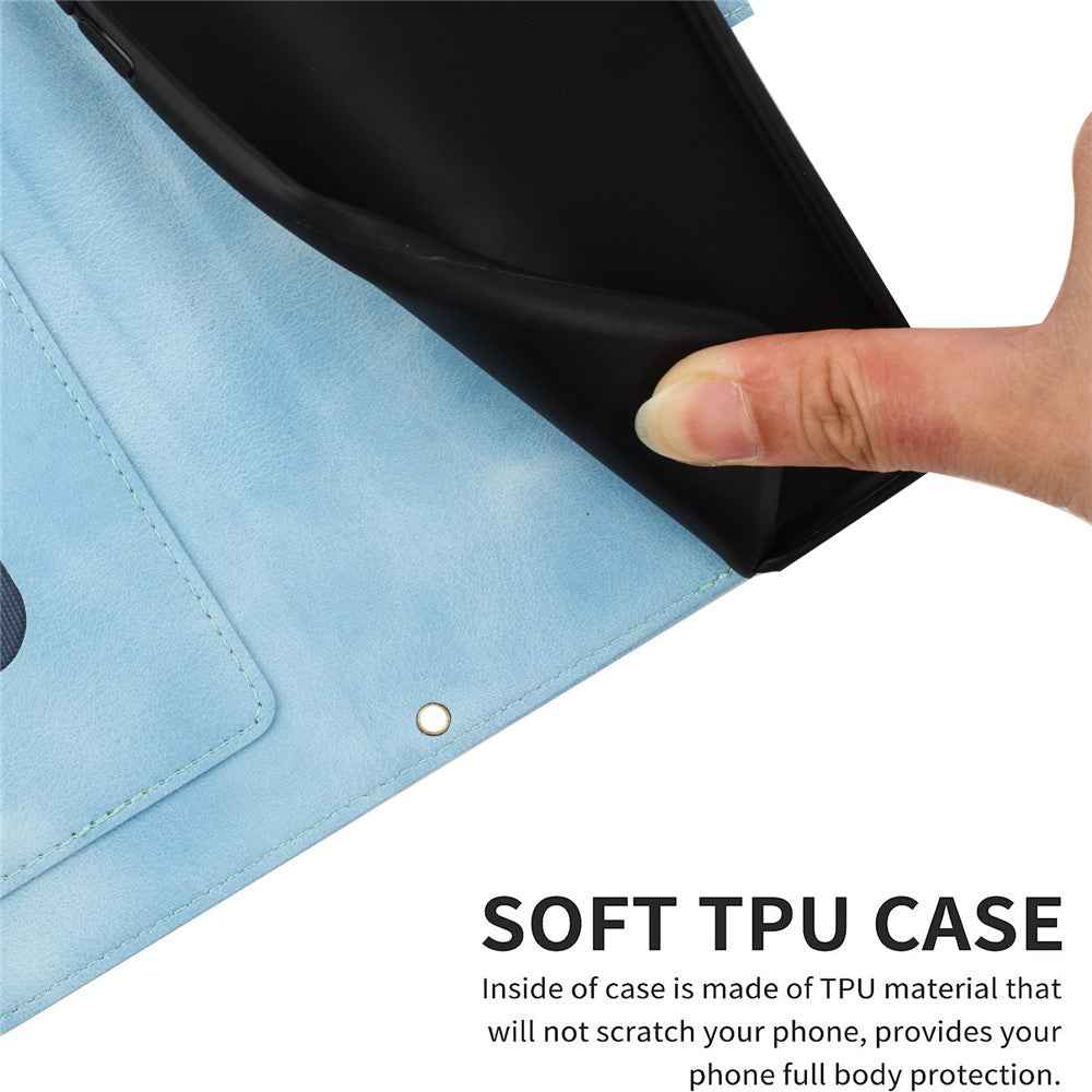 For Xiaomi 17 Pro Case PU Leather Floral Phone Cover with Card Slots - Baby Blue