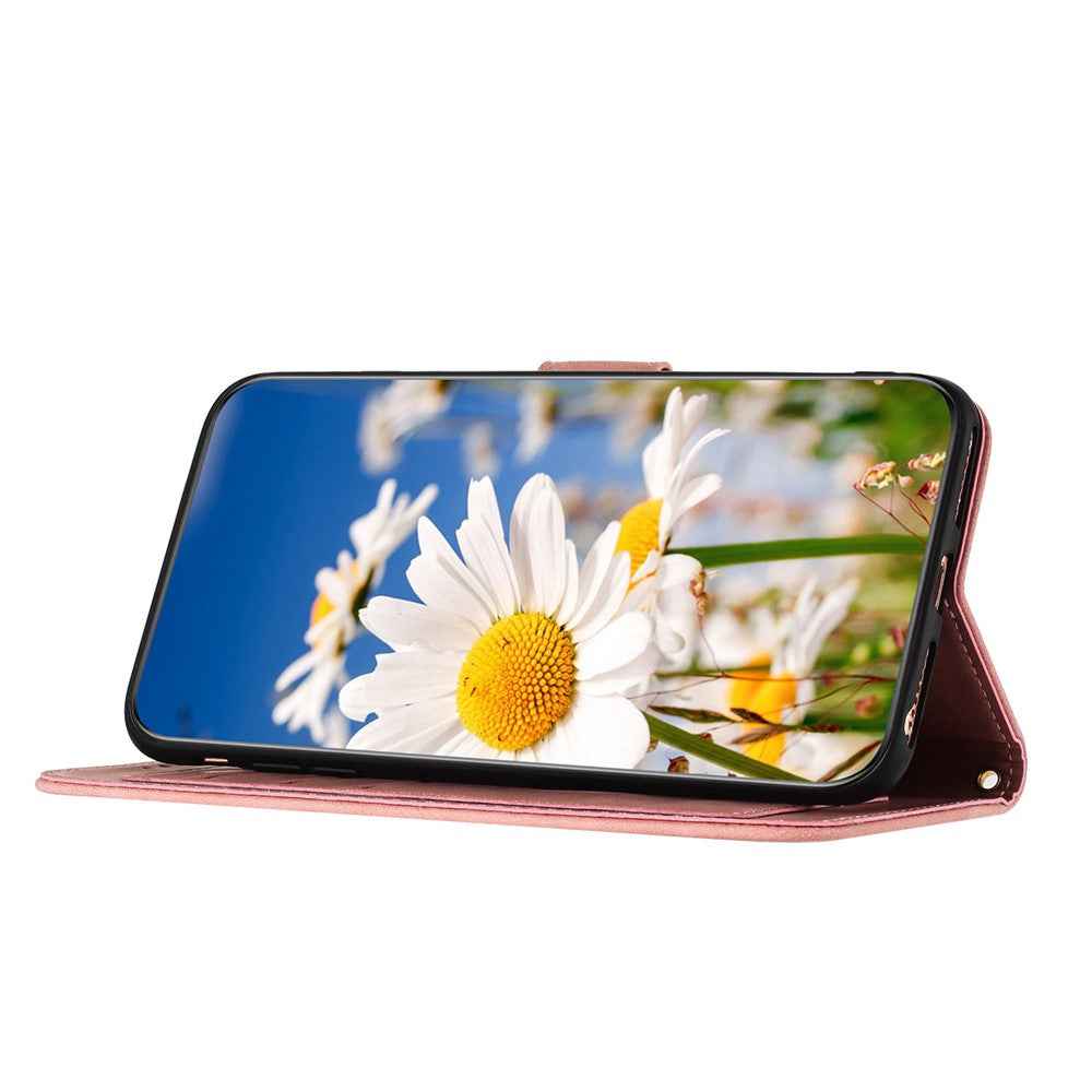 For Xiaomi 17 Pro Case PU Leather Floral Phone Cover with Card Slots - Pink