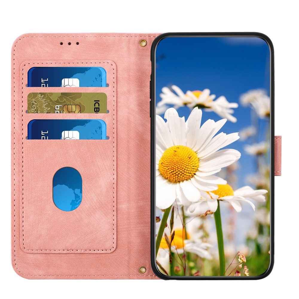 For Xiaomi 17 Pro Case PU Leather Floral Phone Cover with Card Slots - Pink
