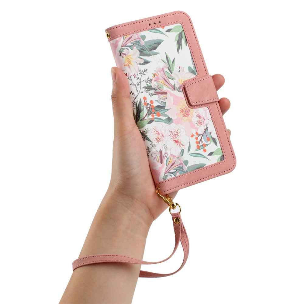 For Xiaomi 17 Pro Case PU Leather Floral Phone Cover with Card Slots - Pink