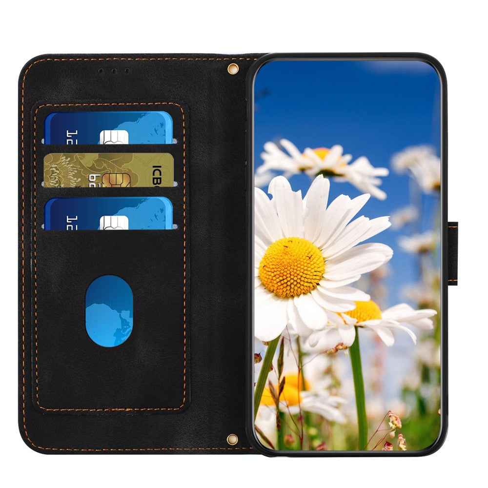 For Xiaomi 17 Pro Case PU Leather Floral Phone Cover with Card Slots - Black