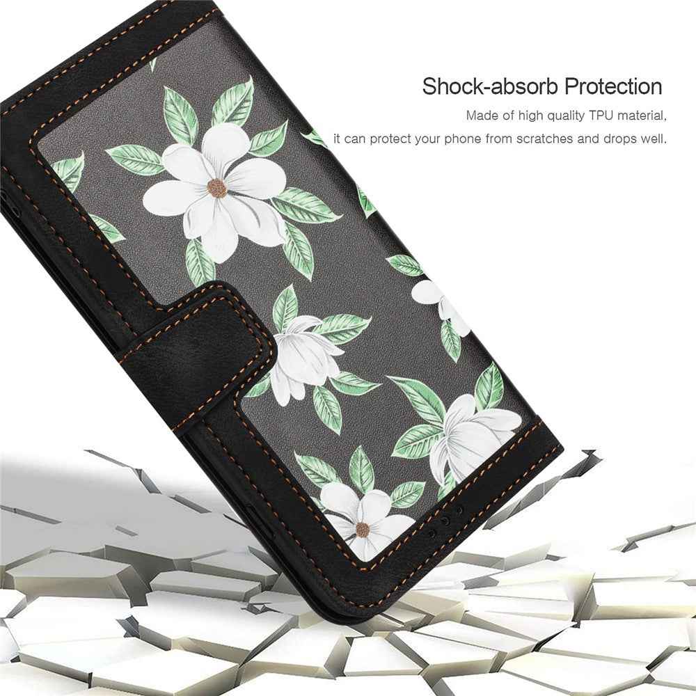 For Xiaomi 17 Pro Case PU Leather Floral Phone Cover with Card Slots - Black