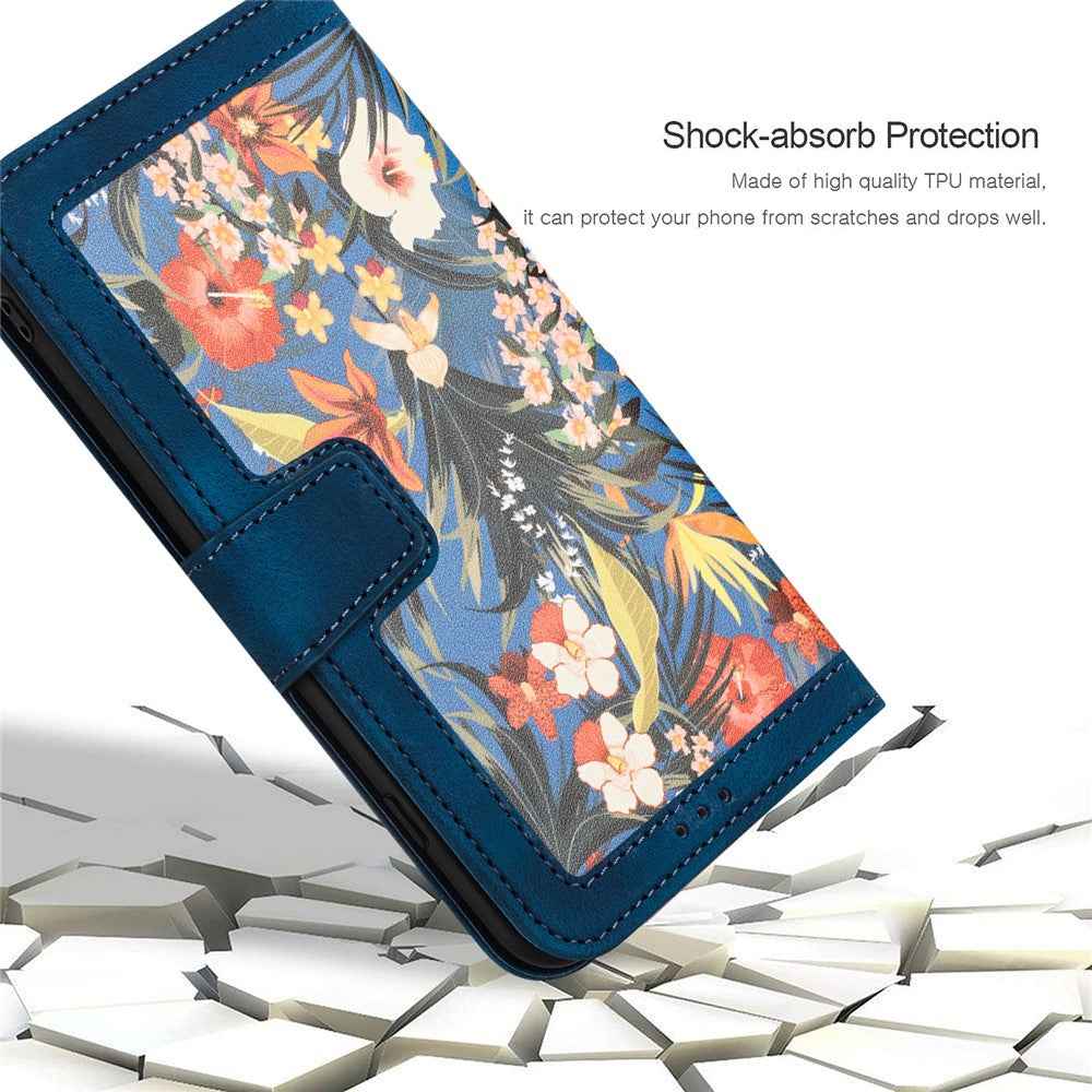 For Xiaomi 17 Pro Case PU Leather Floral Phone Cover with Card Slots - Dark Blue
