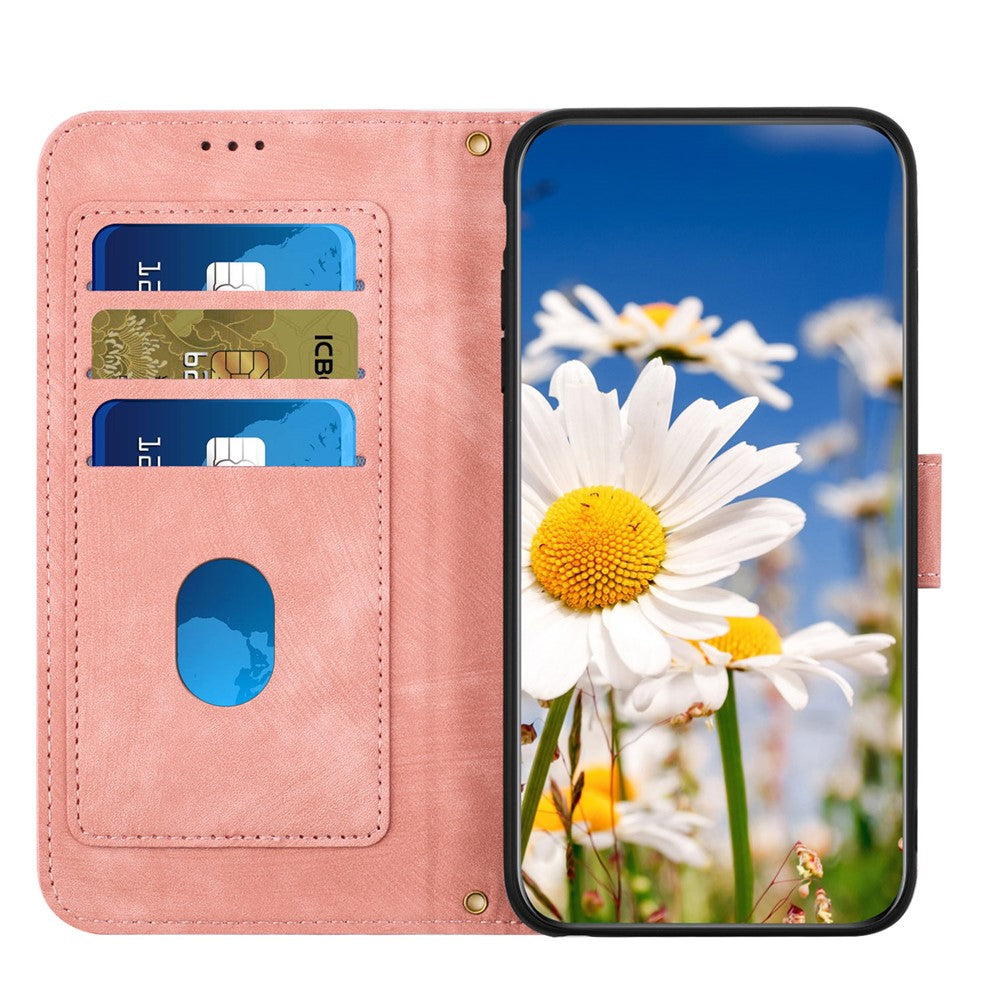 For Xiaomi 17 Pro Max Case PU Leather Floral Phone Cover with Card Slots - Pink