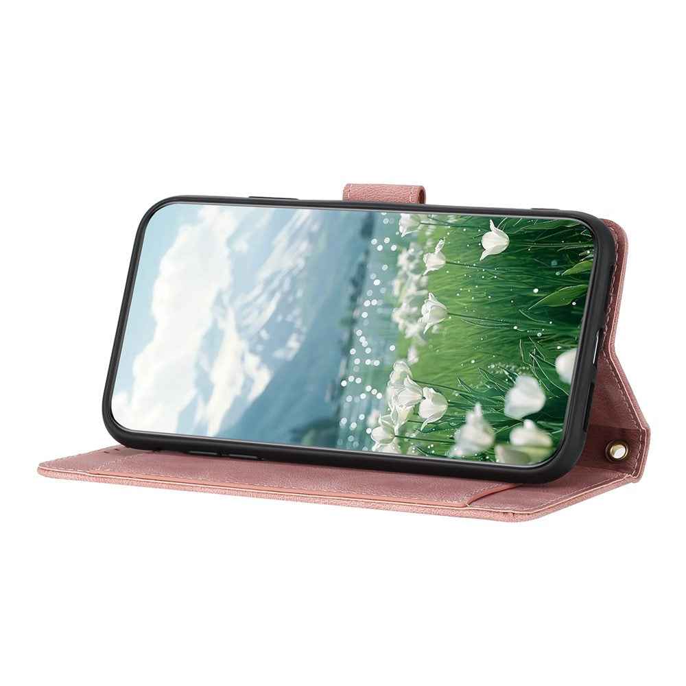 For Xiaomi 17 Pro Case Tulip Leather Phone Cover with 5 Card Slots Wallet - Pink