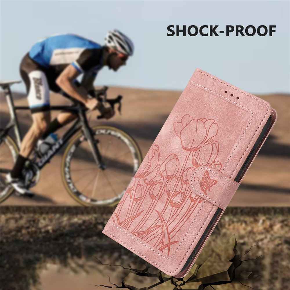 For Xiaomi 17 Pro Case Tulip Leather Phone Cover with 5 Card Slots Wallet - Pink