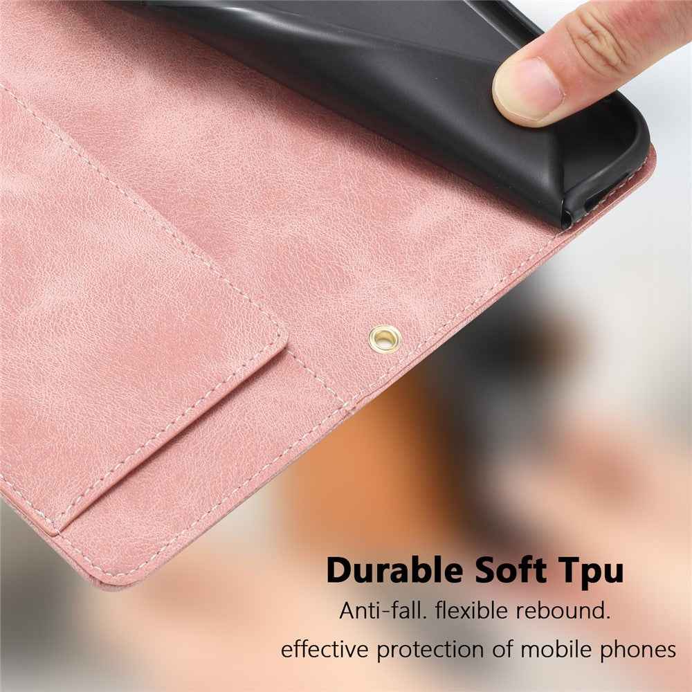For Xiaomi 17 Pro Case Tulip Leather Phone Cover with 5 Card Slots Wallet - Pink