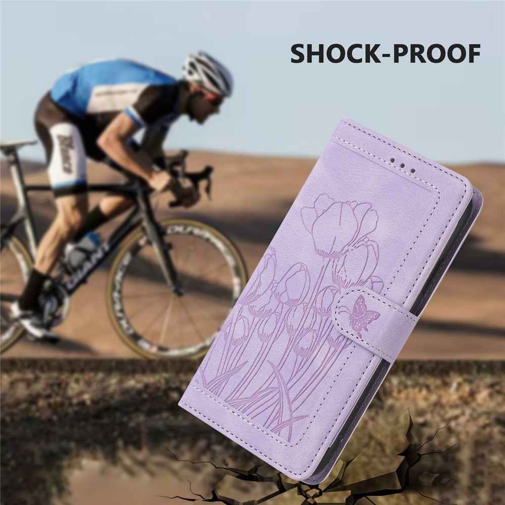For Xiaomi 17 Pro Case Tulip Leather Phone Cover with 5 Card Slots Wallet - Purple