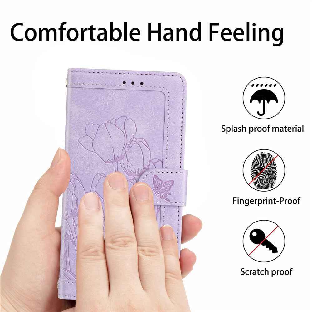 For Xiaomi 17 Pro Case Tulip Leather Phone Cover with 5 Card Slots Wallet - Purple