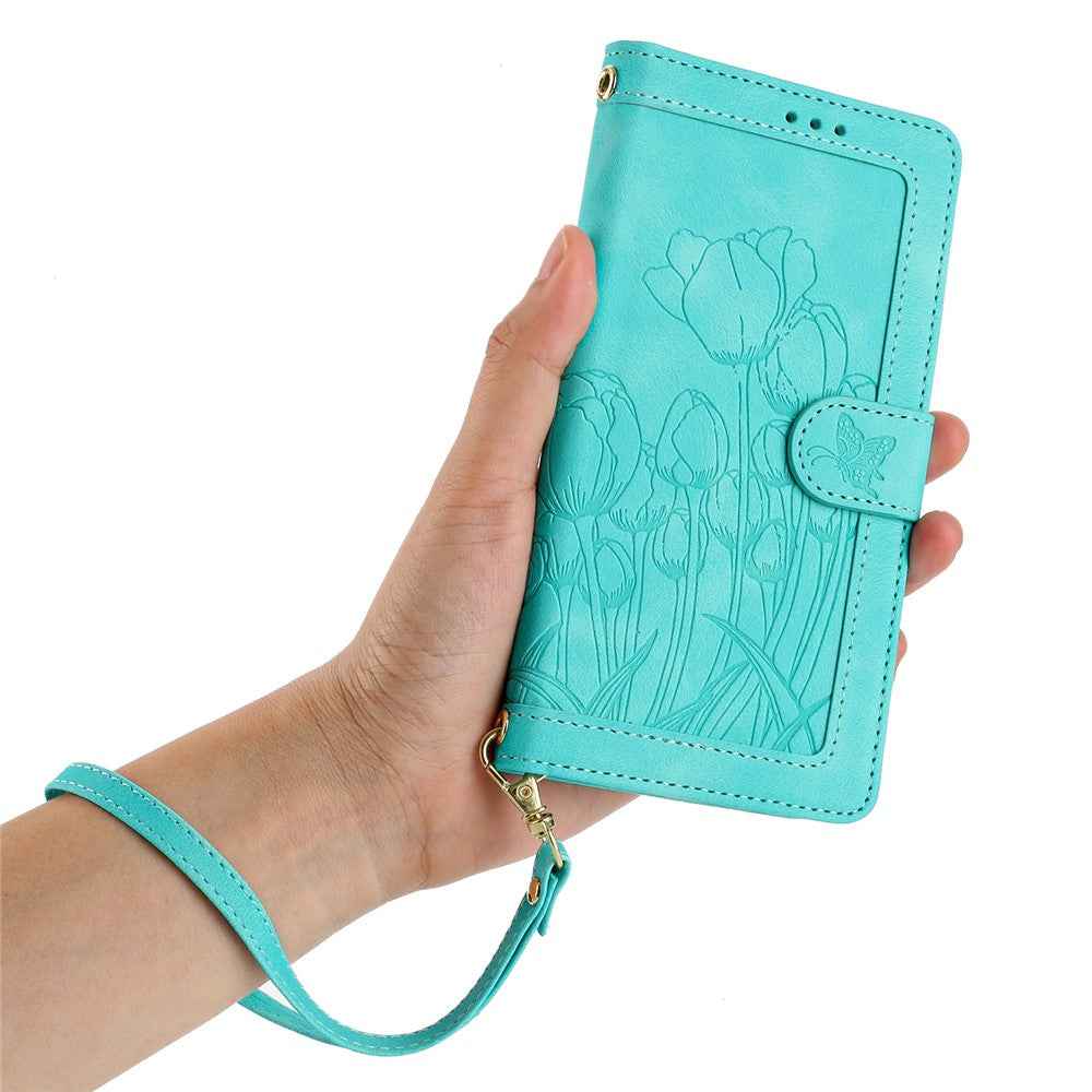 For Xiaomi 17 Pro Case Tulip Leather Phone Cover with 5 Card Slots Wallet - Green