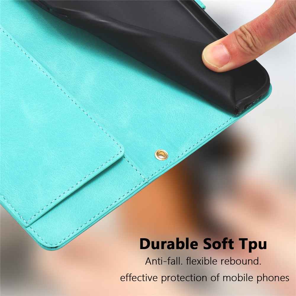 For Xiaomi 17 Pro Case Tulip Leather Phone Cover with 5 Card Slots Wallet - Green