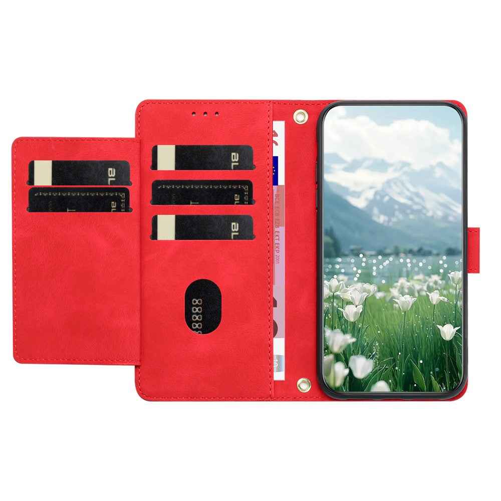 For Xiaomi 17 Pro Case Tulip Leather Phone Cover with 5 Card Slots Wallet - Red