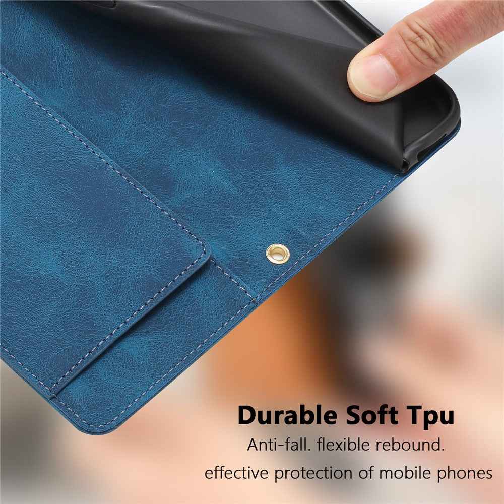 For Xiaomi 17 Pro Case Tulip Leather Phone Cover with 5 Card Slots Wallet - Blue