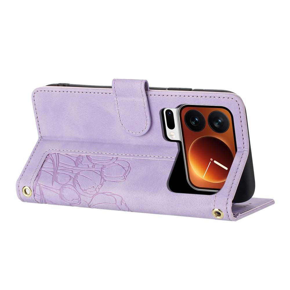 For Xiaomi 17 Pro Max Case Tulip Leather Phone Cover with 5 Card Slots Wallet - Purple