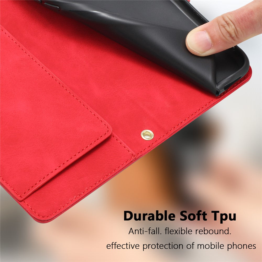 For Xiaomi 17 Pro Max Case Tulip Leather Phone Cover with 5 Card Slots Wallet - Red