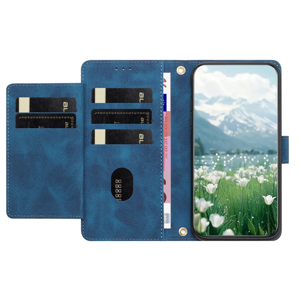 For Xiaomi 17 Pro Max Case Tulip Leather Phone Cover with 5 Card Slots Wallet - Blue