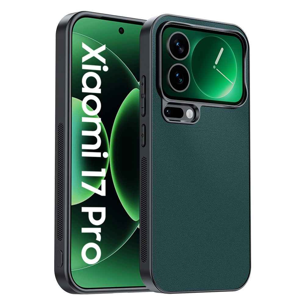 For Xiaomi 17 Pro Case PU Leather Coated PC + TPU Anti-Drop Phone Cover - Green