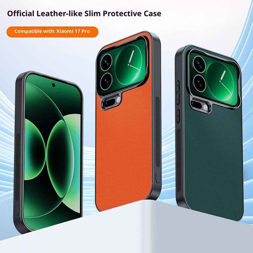 For Xiaomi 17 Pro Case PU Leather Coated PC + TPU Anti-Drop Phone Cover - Green