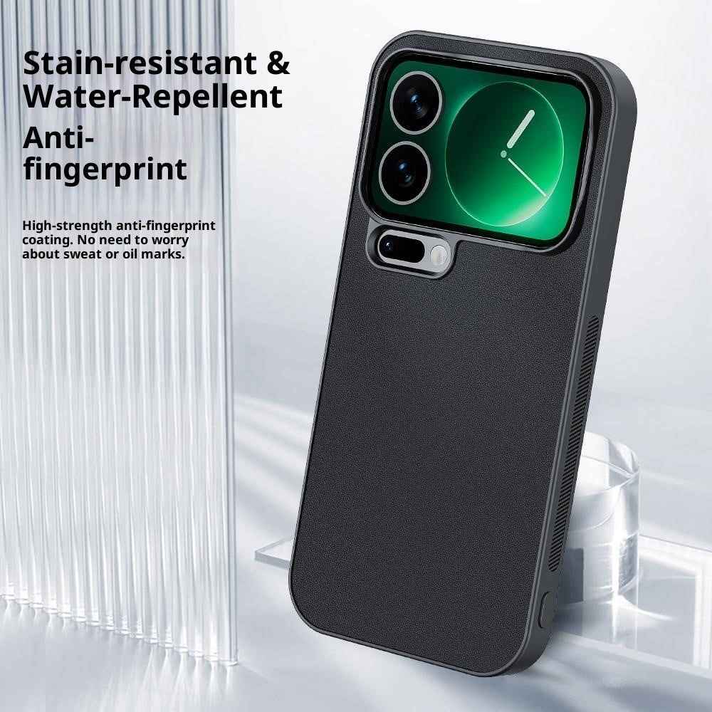 For Xiaomi 17 Pro Case PU Leather Coated PC + TPU Anti-Drop Phone Cover - Black