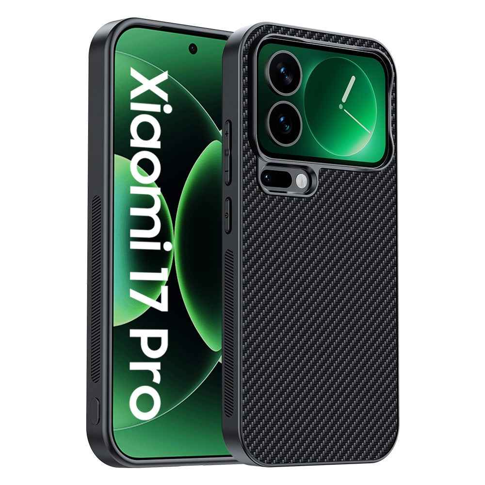 For Xiaomi 17 Pro Case Leather + PC Hard Phone Cover Carbon Fiber Texture - Carbon Fiber / Black