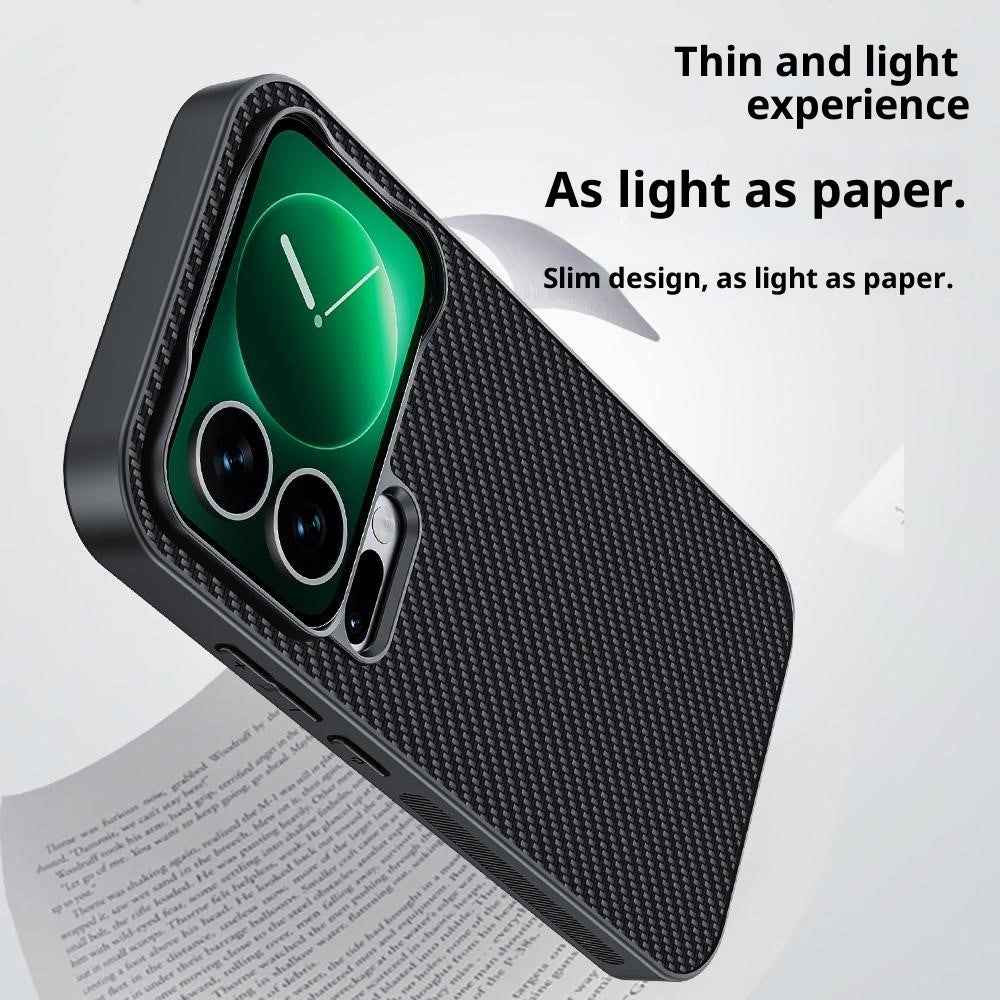 For Xiaomi 17 Pro Case Leather + PC Hard Phone Cover Carbon Fiber Texture - Carbon Fiber / Black