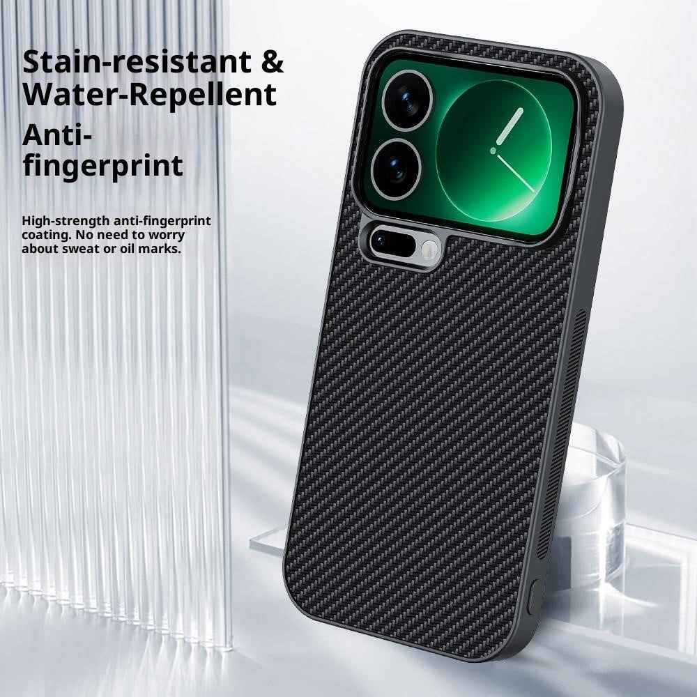 For Xiaomi 17 Pro Case Leather + PC Hard Phone Cover Carbon Fiber Texture - Carbon Fiber / Black