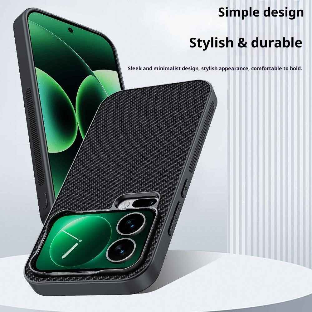 For Xiaomi 17 Pro Case Leather + PC Hard Phone Cover Carbon Fiber Texture - Carbon Fiber / Black