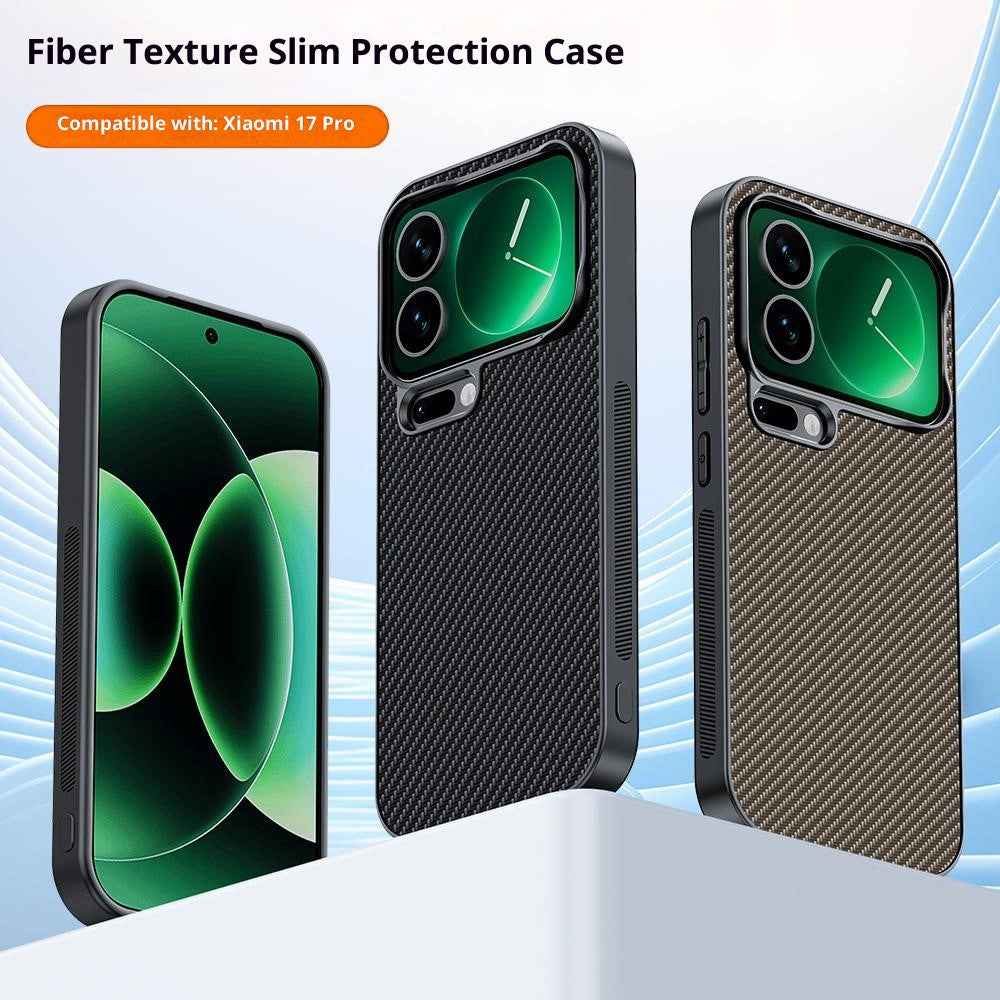 For Xiaomi 17 Pro Case Leather + PC Hard Phone Cover Carbon Fiber Texture - Carbon Fiber / Black
