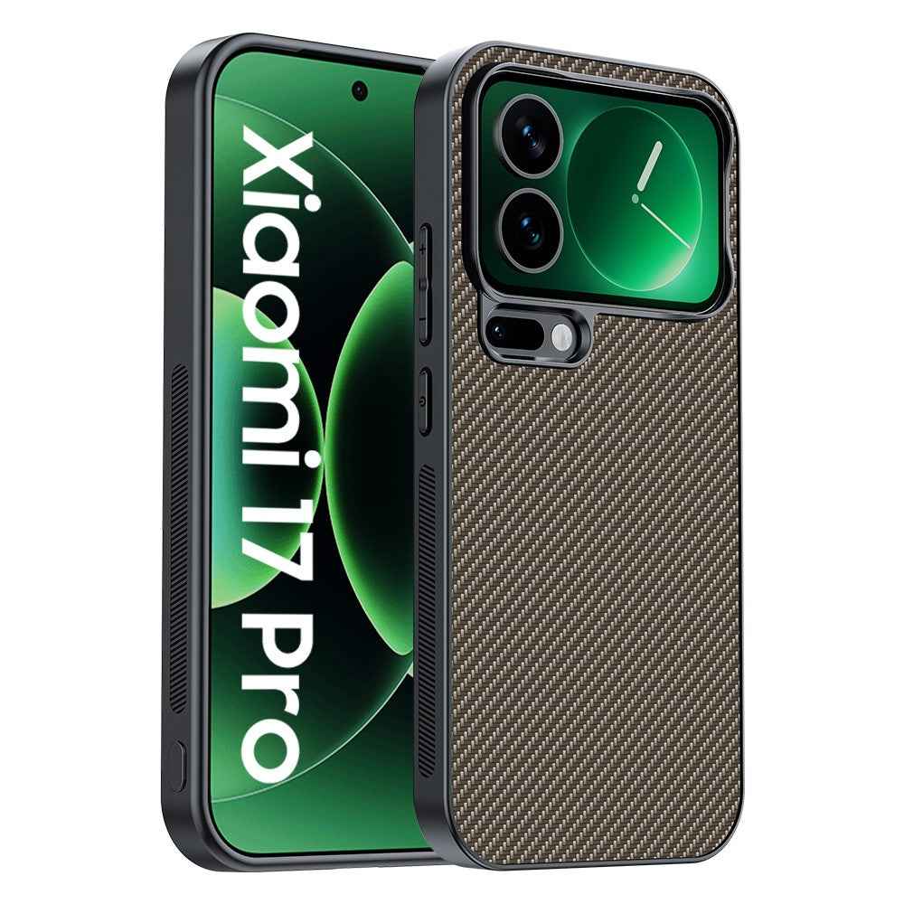 For Xiaomi 17 Pro Case Leather + PC Hard Phone Cover Carbon Fiber Texture - Carbon Fiber / Gold