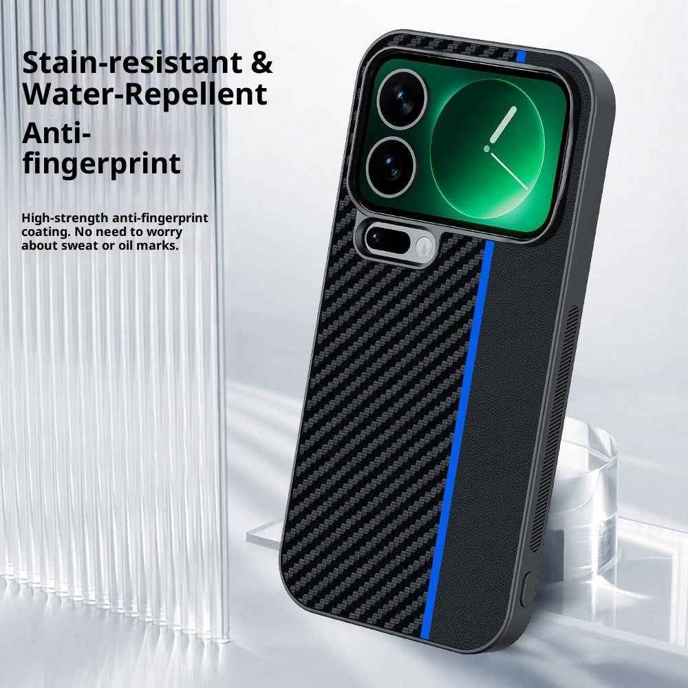 For Xiaomi 17 Pro Case Leather + PC Hard Phone Cover Carbon Fiber Texture - Black / Red