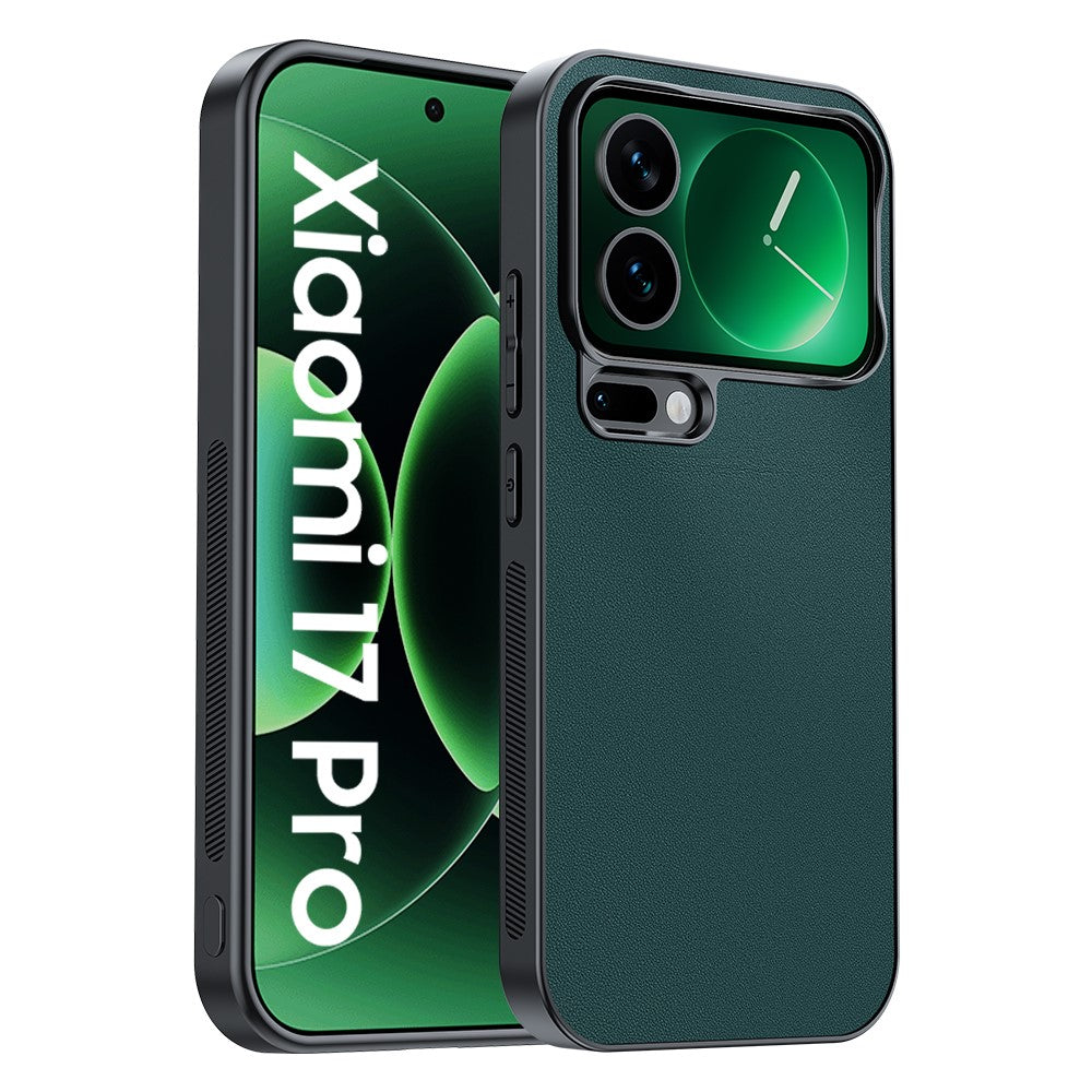 For Xiaomi 17 Pro Max Case PU Leather Coated PC + TPU Anti-Drop Phone Cover - Green