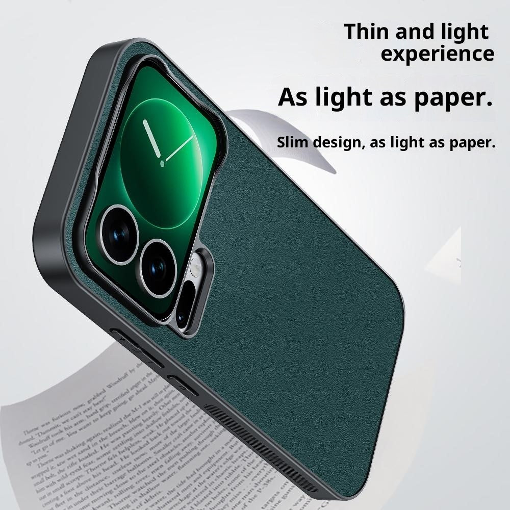 For Xiaomi 17 Pro Max Case PU Leather Coated PC + TPU Anti-Drop Phone Cover - Green